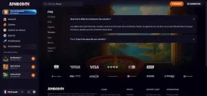 Écran de retrait et de vérification Aphrodite Casino
